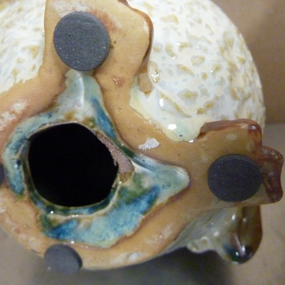 🦉 Owl candle holder Celedon Earthenware Rustic NIB - Picture 6 of 6